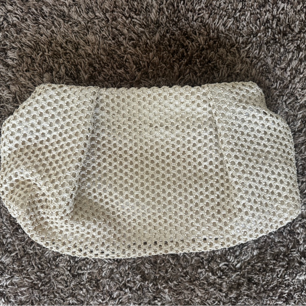 Cream Crochet Knit Clutch